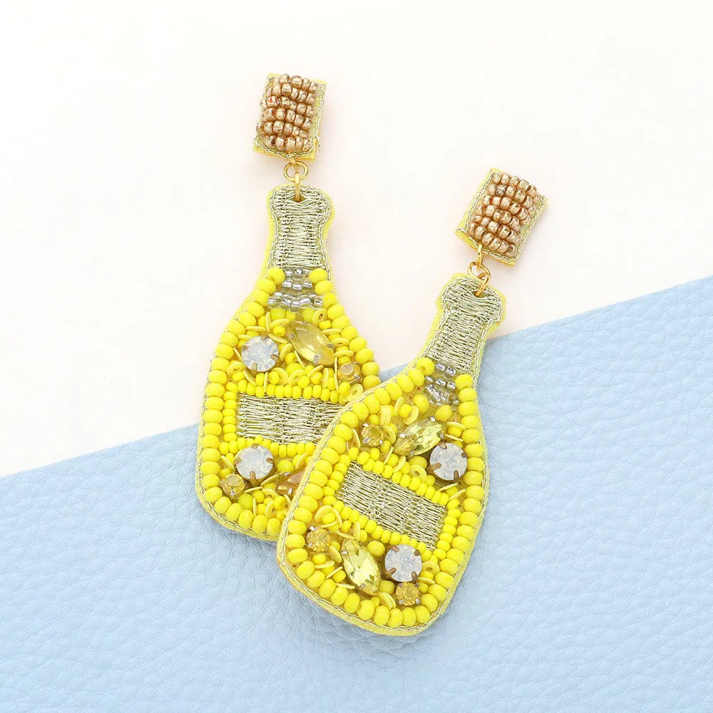 iLLASPARKZ Felt Back Stone Embellished Champagne Dangle Earrings