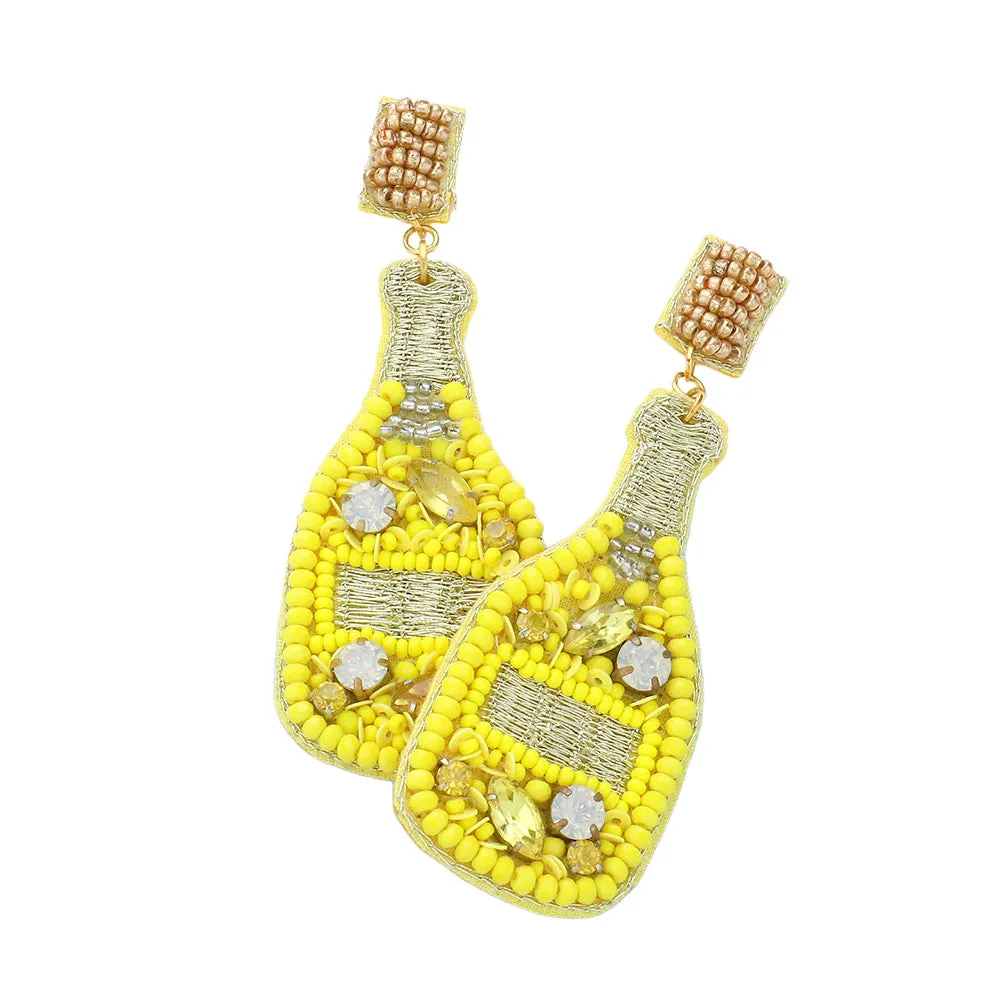 iLLASPARKZ Felt Back Stone Embellished Champagne Dangle Earrings