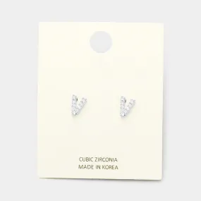 iLLASPARKZ 'V' Cubic Zirconia Monogram Stud Earrings