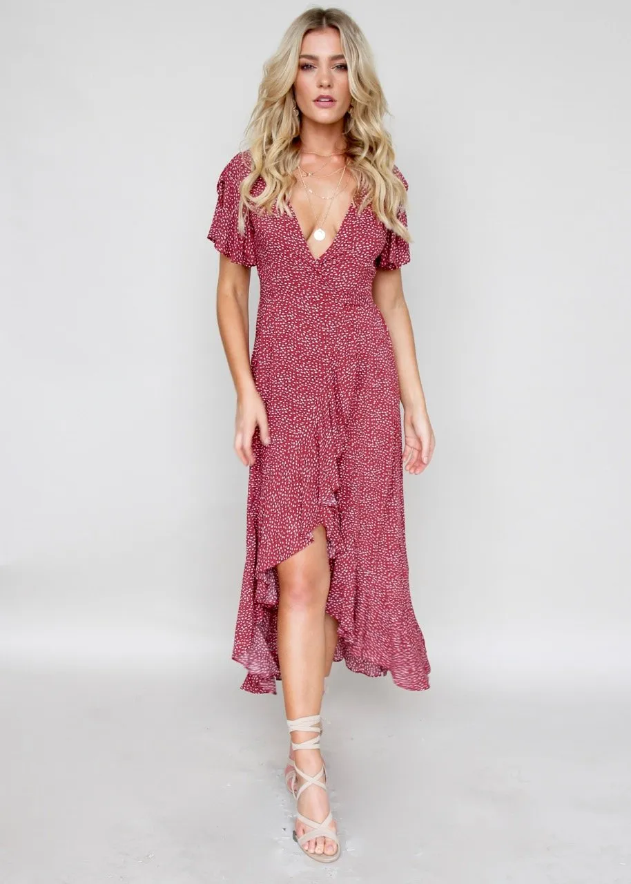 In The Loop Wrap Dress - Red Daisy