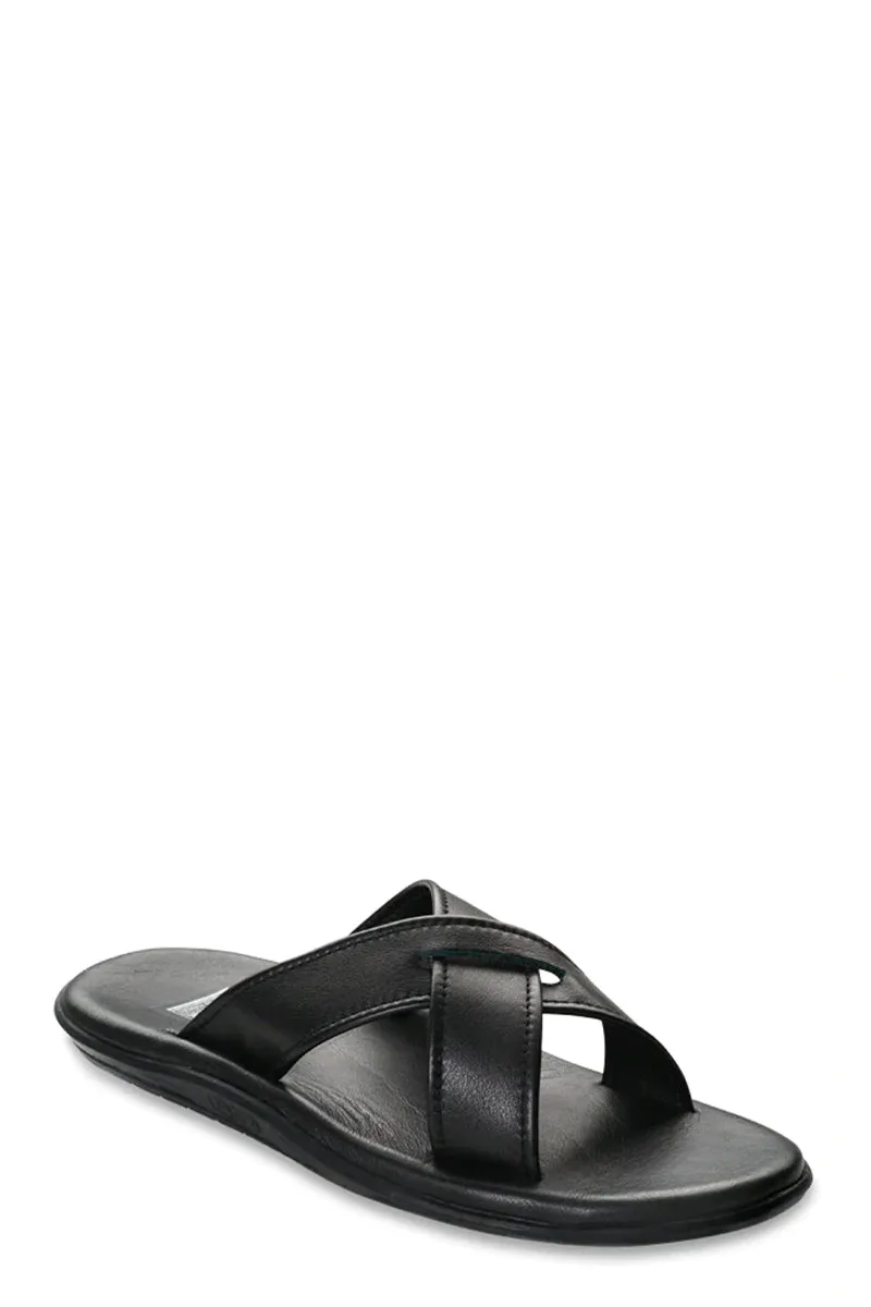 Island Slipper Men's Slide Leather Black