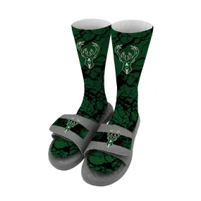 ISlide Milwaukee Bucks Distressed Socks & Slide Sandals Bundle
