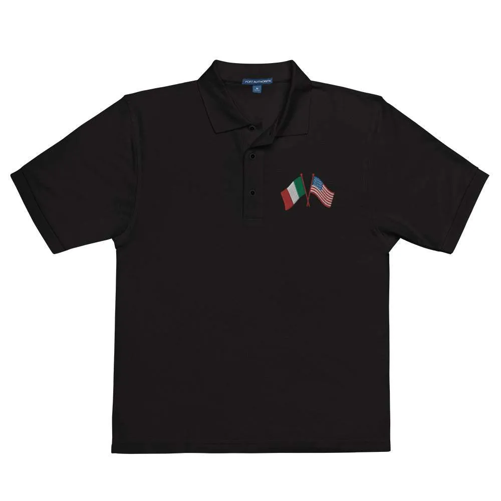 Italian American Cross Flag Embroidered Polo