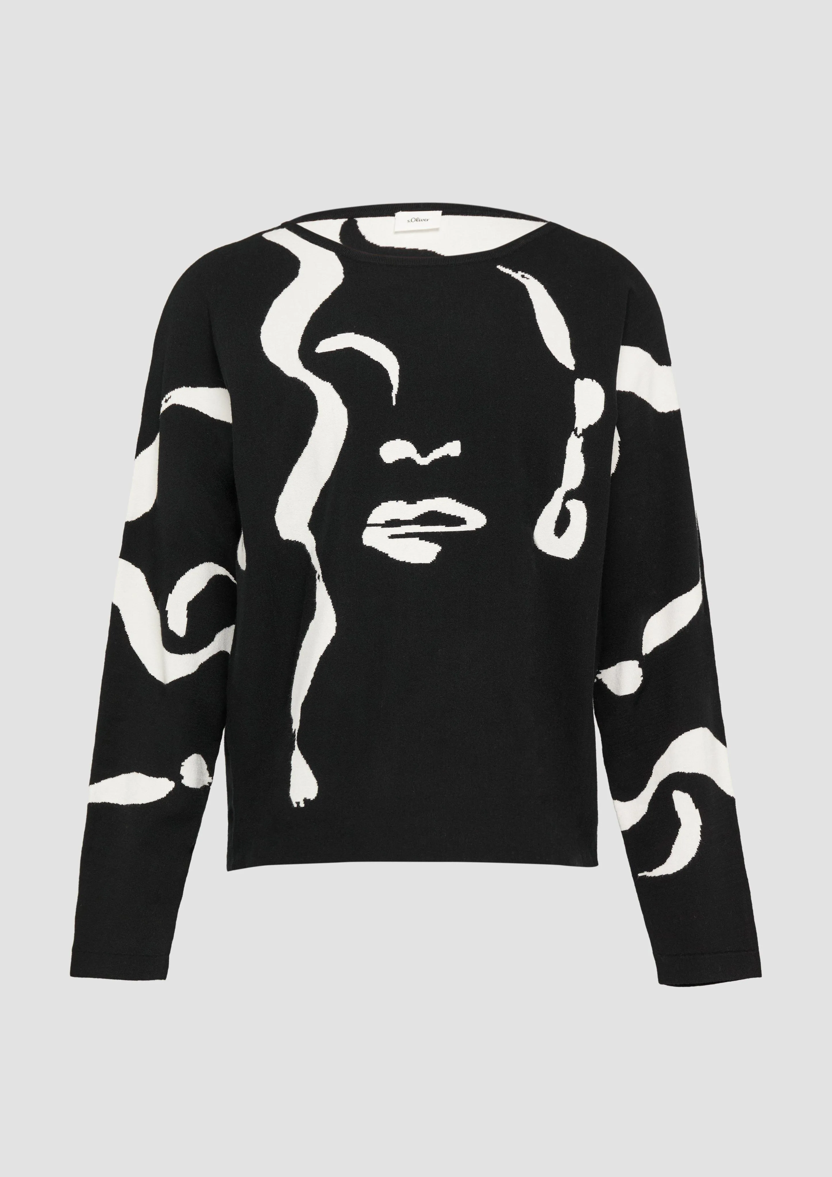 Jacquard-Pullover mit Fledermausärmeln