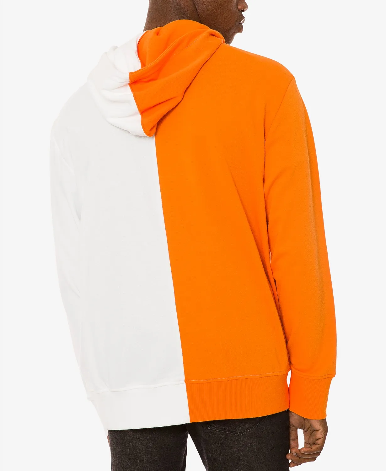 Jaywalker Men’s Orange White Logo Print Spliced Hoodie