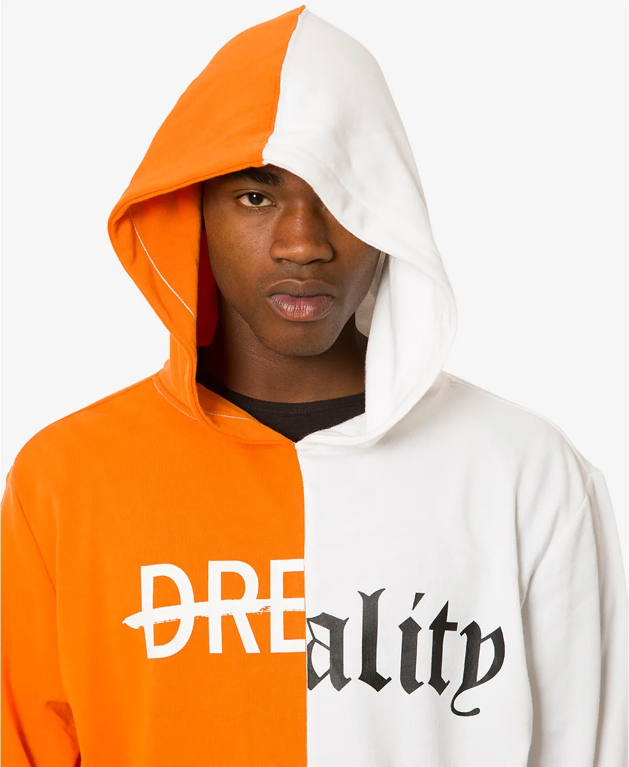 Jaywalker Men’s Orange White Logo Print Spliced Hoodie