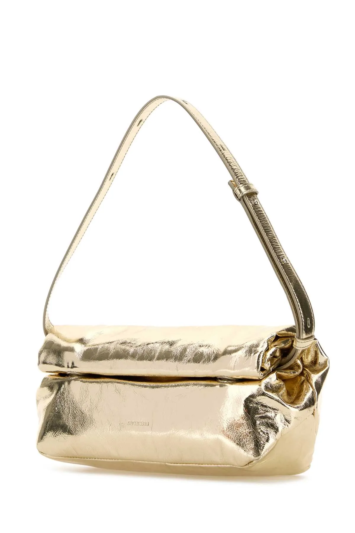 Jil Sander Gold Leather Small Rollup Shoulder Bag