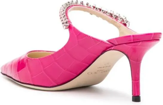 Jimmy Choo Bing 65 crocodile-embossed mules Pink