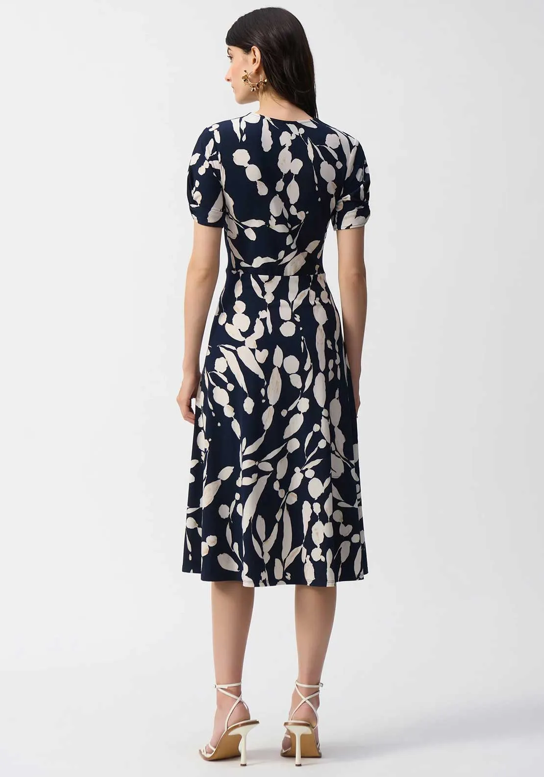 Joseph Ribkoff Silky Abstract Print Wrap Dress, Navy