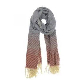 JOY SUSAN CHEVRON STRIPE SCARF BLUE/MAUVE