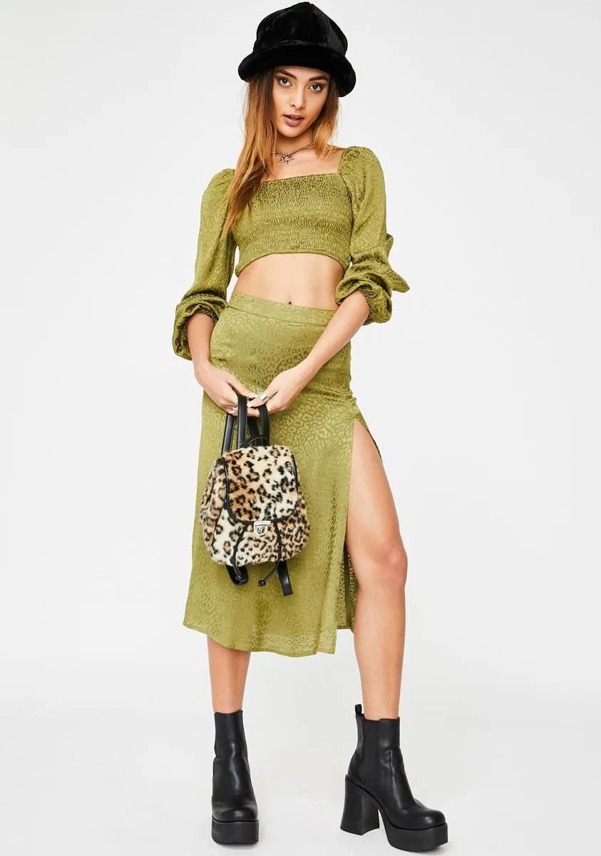 Khaki Cheetah Saika Skirt-