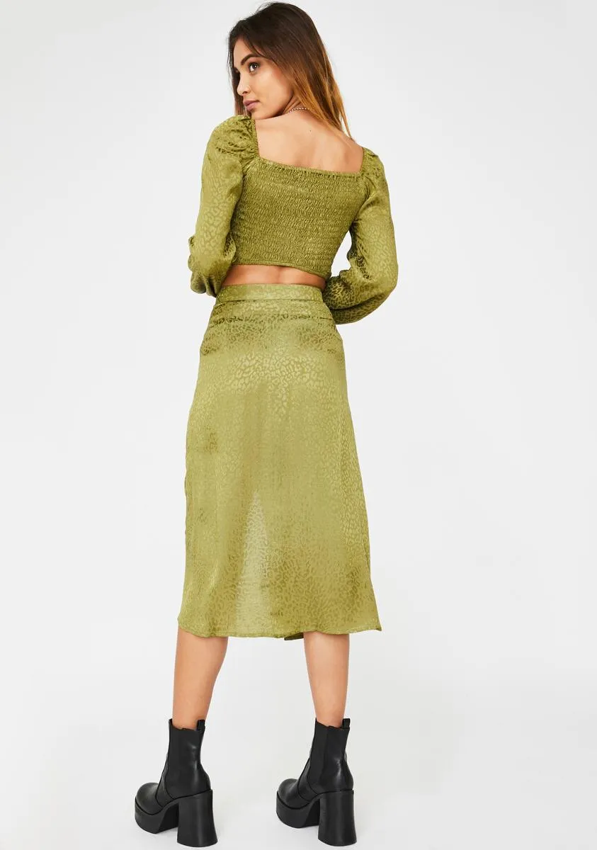 Khaki Cheetah Saika Skirt-