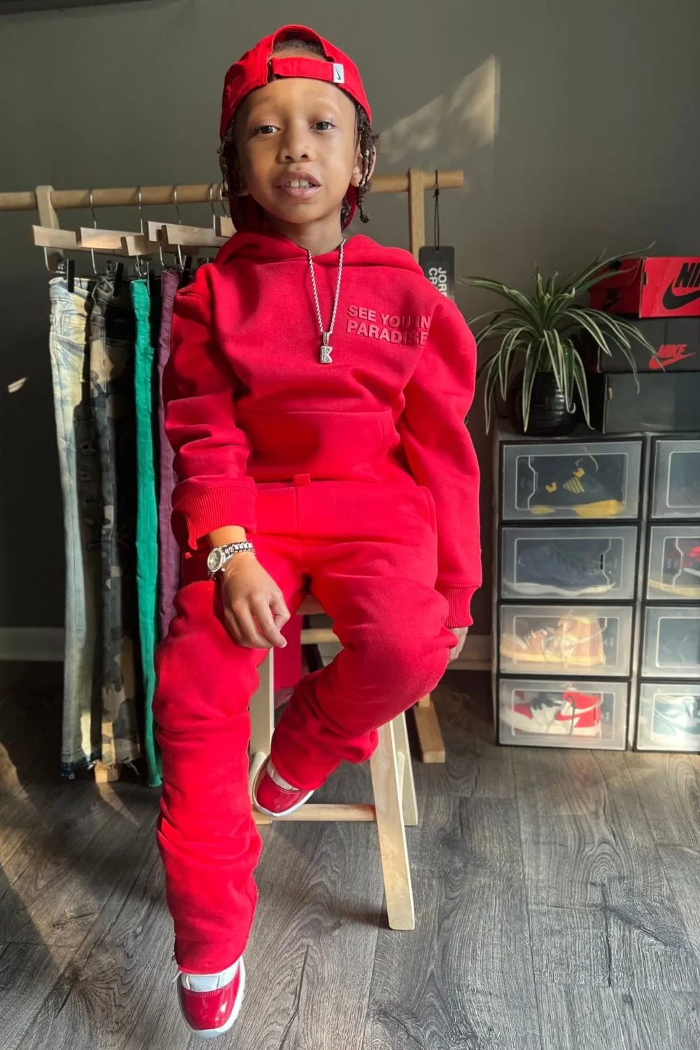 Kids Hoodie Stacked Fleece Bundle (Red)