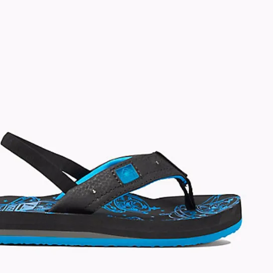 Kid's Reef Ahi Light Up Prints Black Blue Sandals