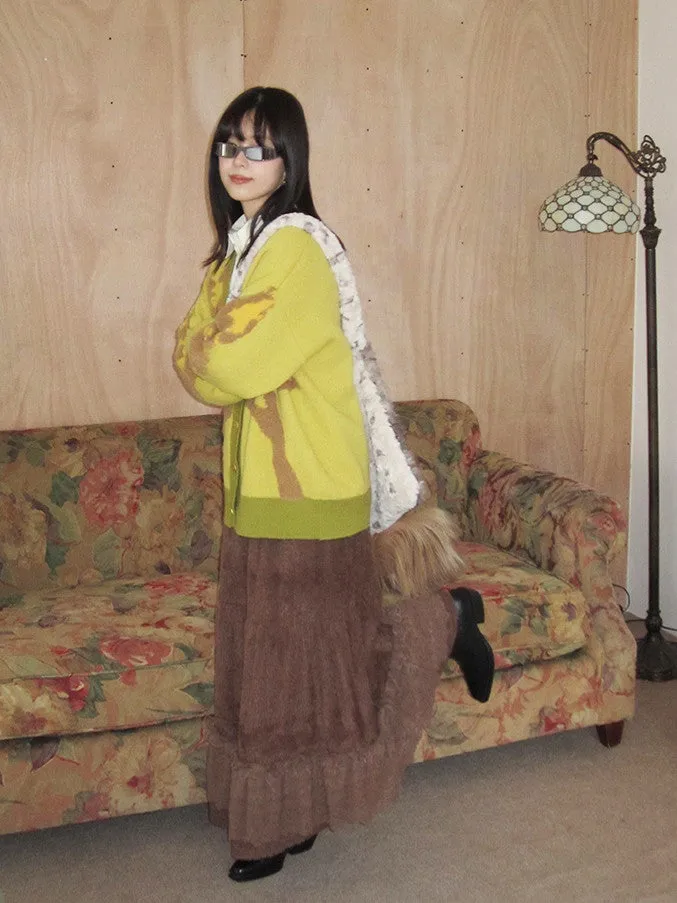 Knit V-Neck Retro Modern Oversize Cardigan
