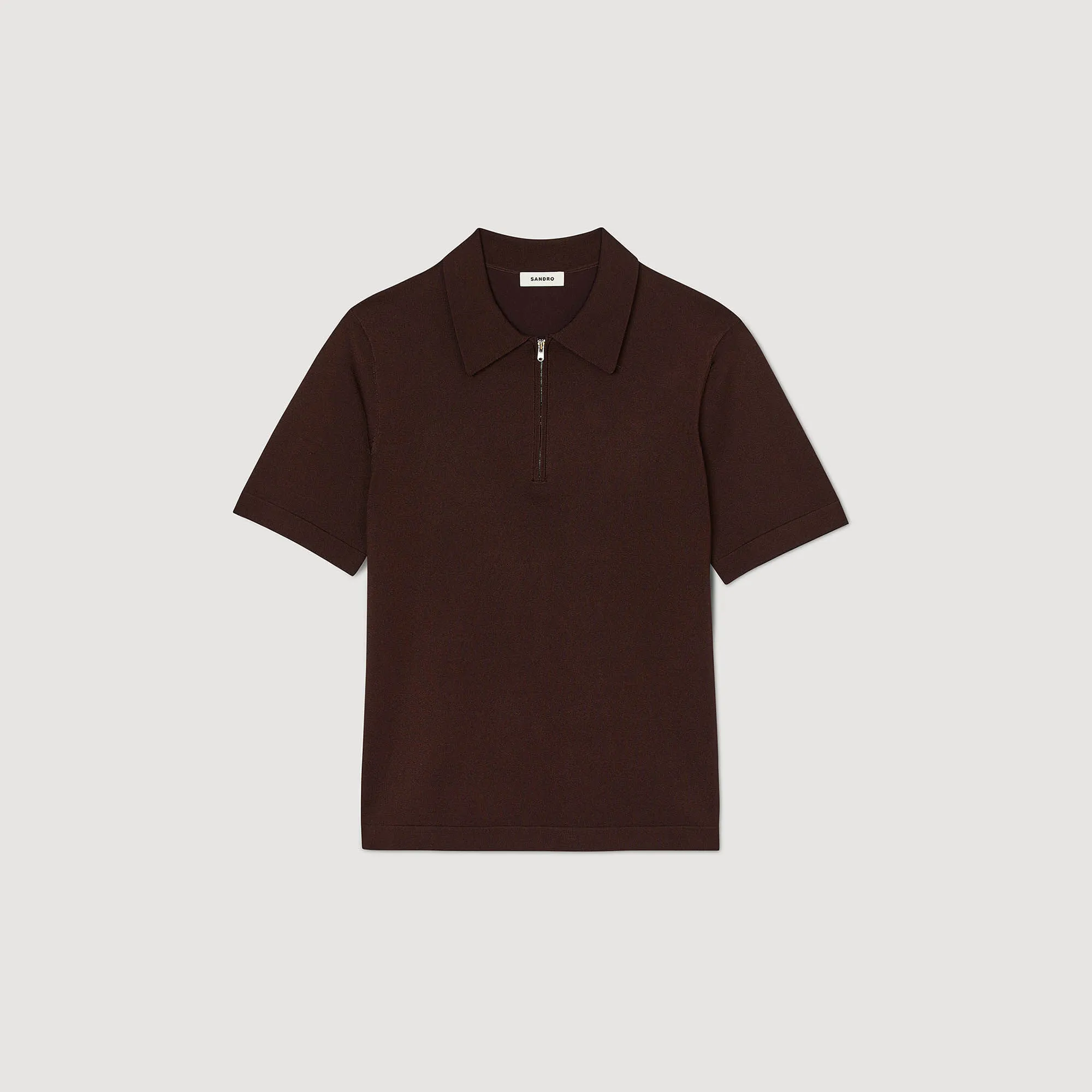 Knitted polo shirt with zip collar