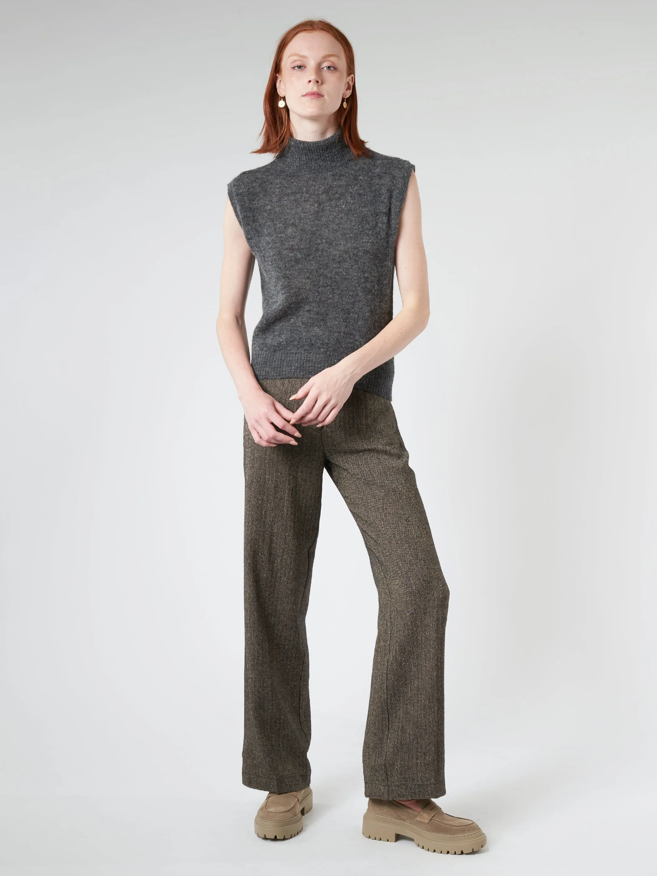 Knitted Vest With High Collar