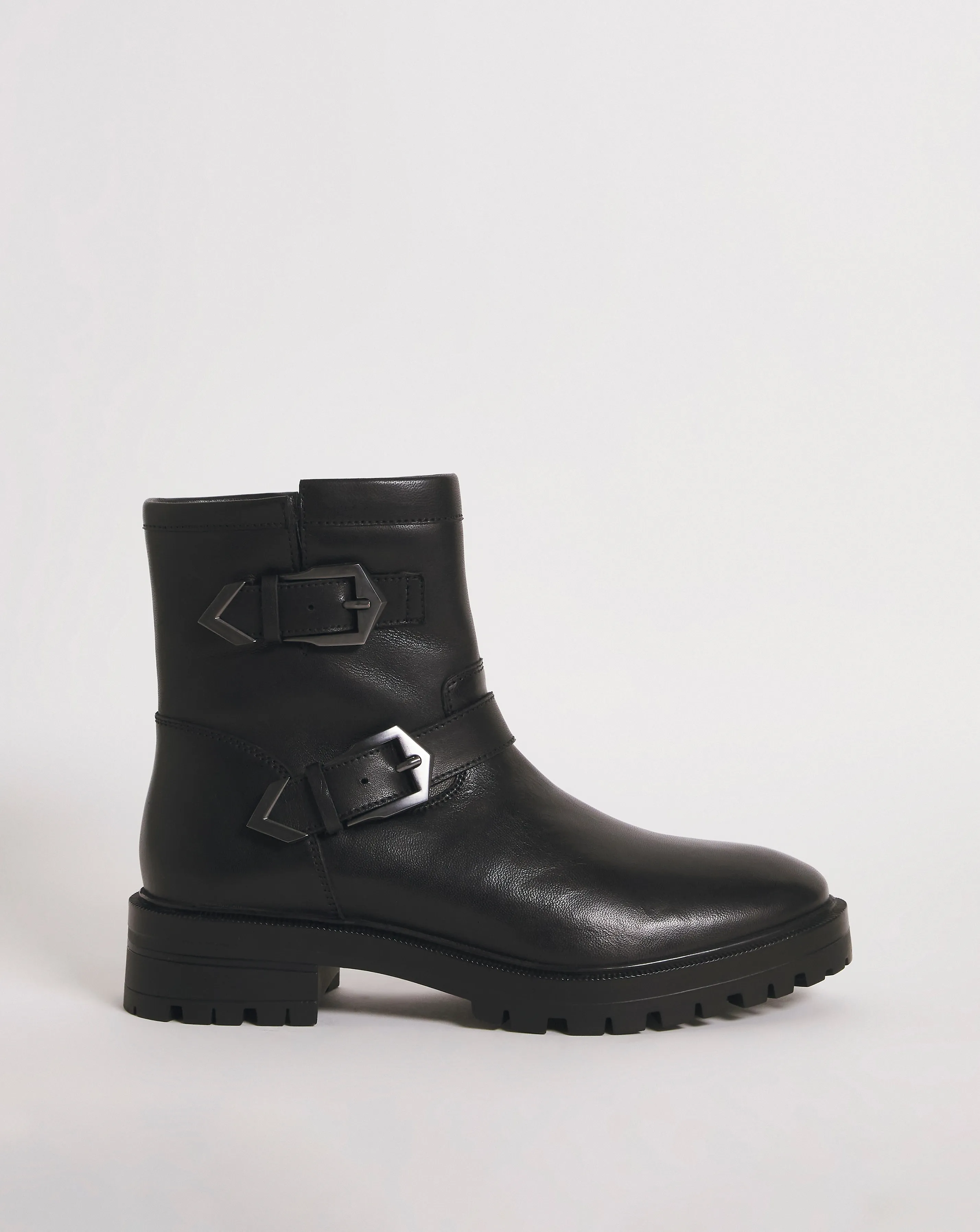 Leather Chunky Buckle Boot E Fit | Simply Be