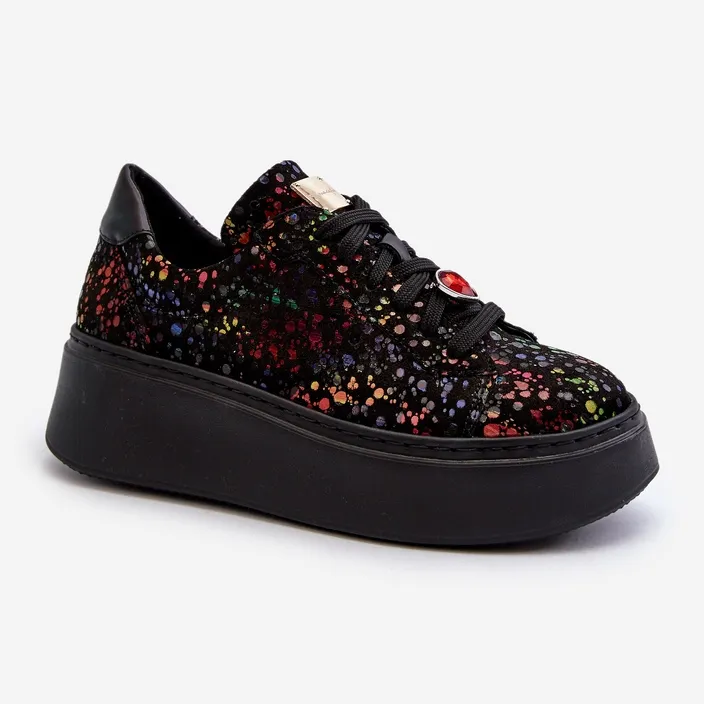 Leather Platform Sneakers Maciejka 6191S-01 Black multicolored