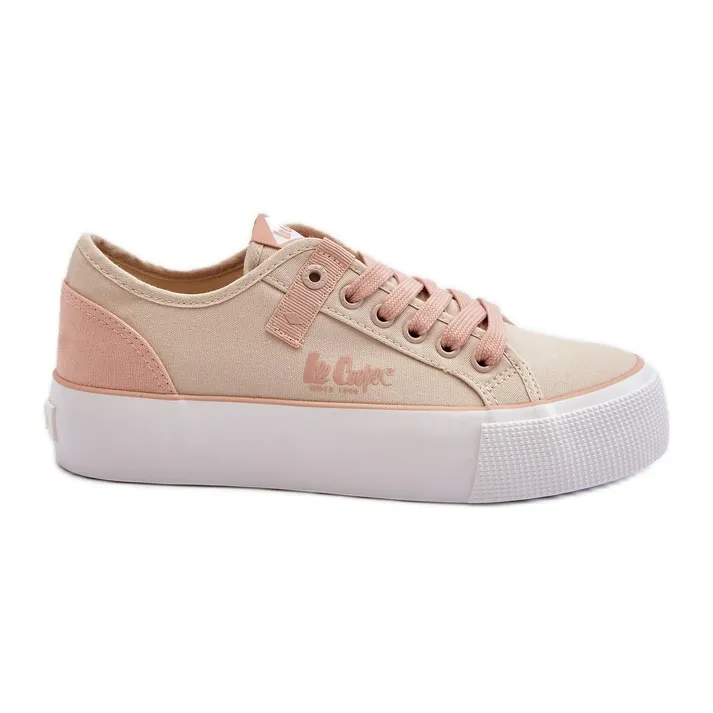 Lee Cooper LCW-24-31-2196 Women's Fabric Sneakers, Beige