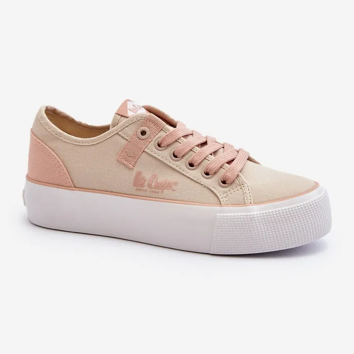 Lee Cooper LCW-24-31-2196 Women's Fabric Sneakers, Beige