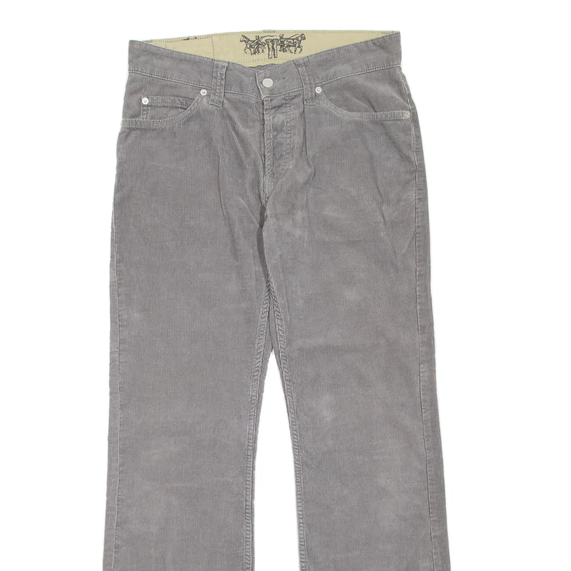LEVI'S Mens Corduroy Trousers Grey Regular Wide-Leg W32 L32