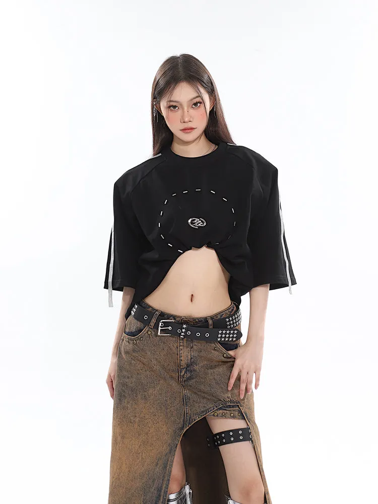 Lienna Denim Gradient Low Waist Asymmetrical Cut-Out Side Slit Long Jeans Skirt