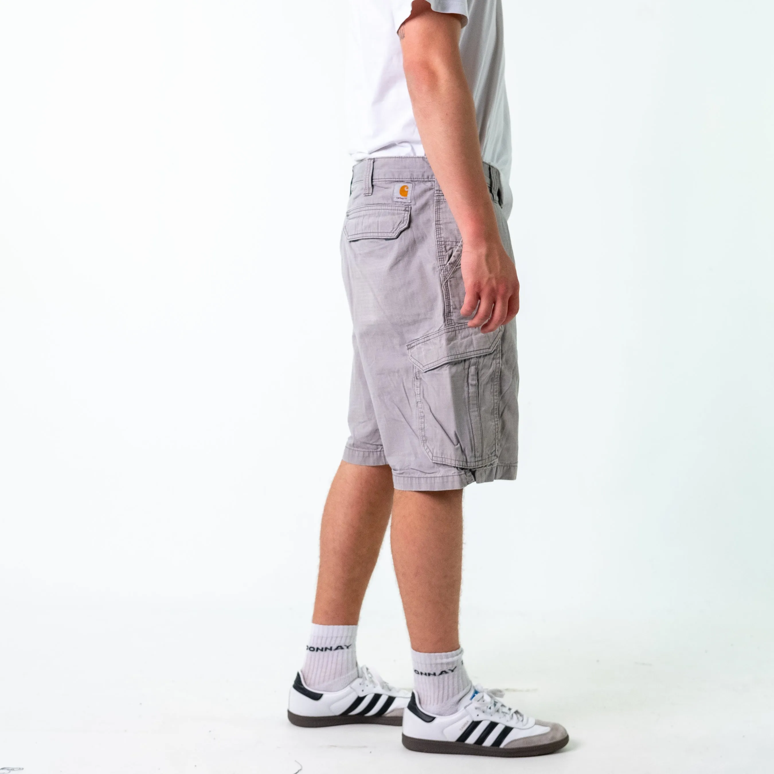 Light Grey 90s Carhartt Canvas Carpenter Jorts Shorts (38)