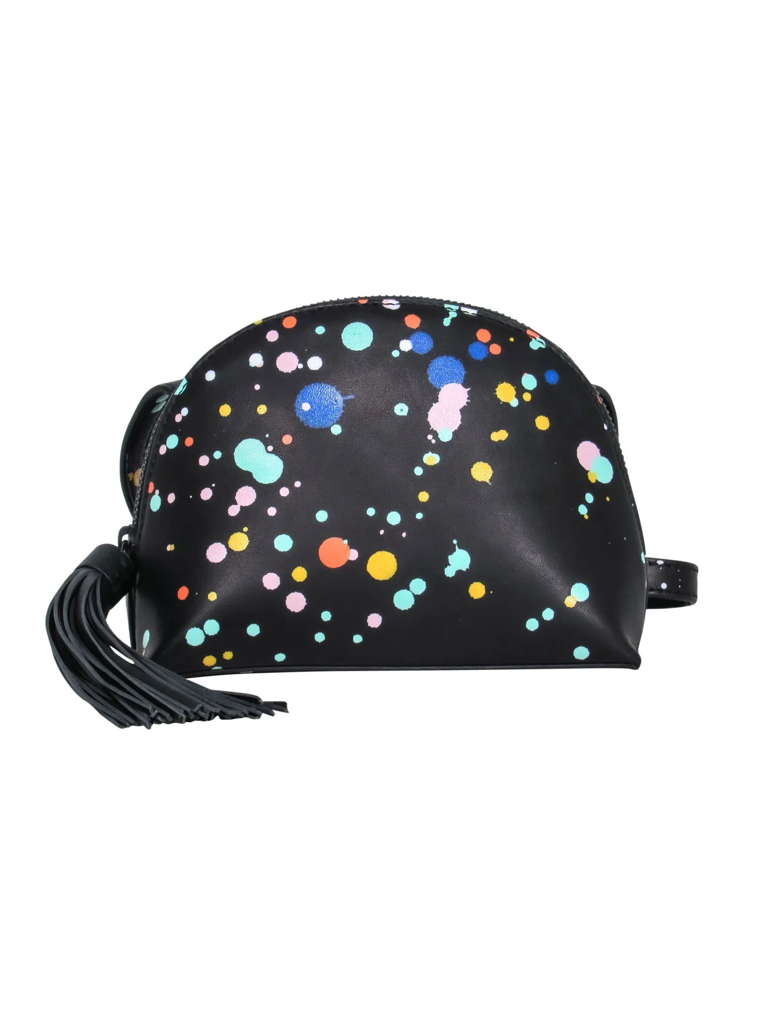 Loeffler Randall – Black Leather w/ Multicolor Paint Splash Mini Crossbody Bag