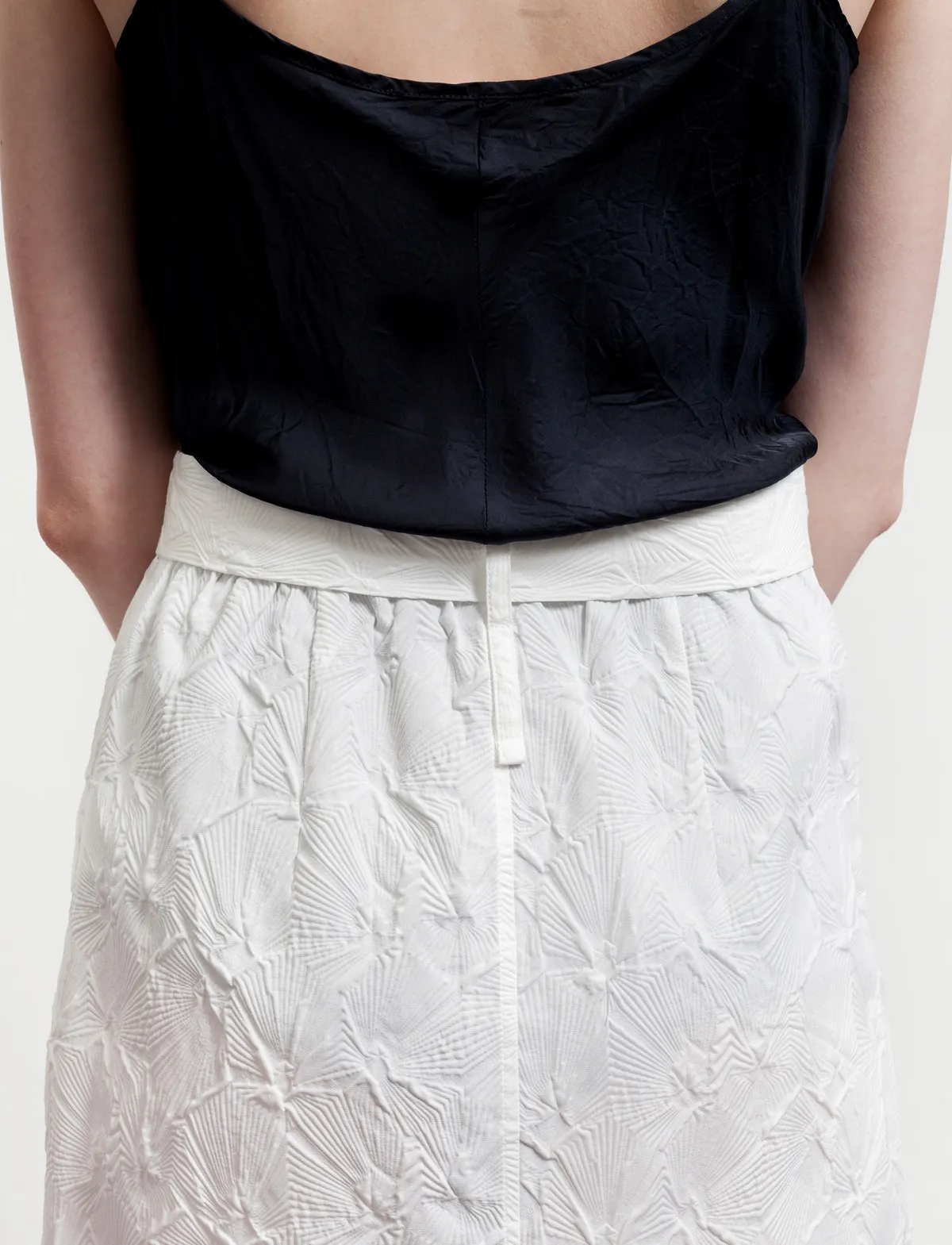 Long Embossed Skirt - White