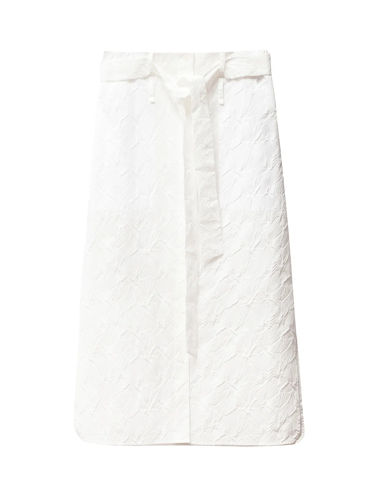 Long Embossed Skirt - White