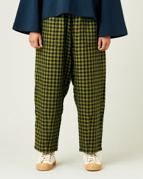 Longer Length Huxley Green Gingham Linen Trousers