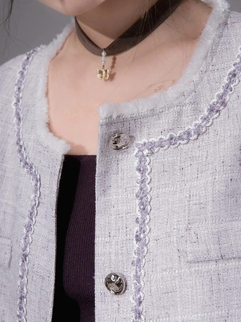 Loose Tweed Jacket & Skirt Set-up