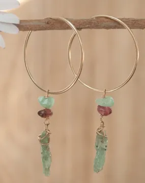 Malu Earrings * Tourmaline and Green Kyanite * Gold Plated 18 * BJE058