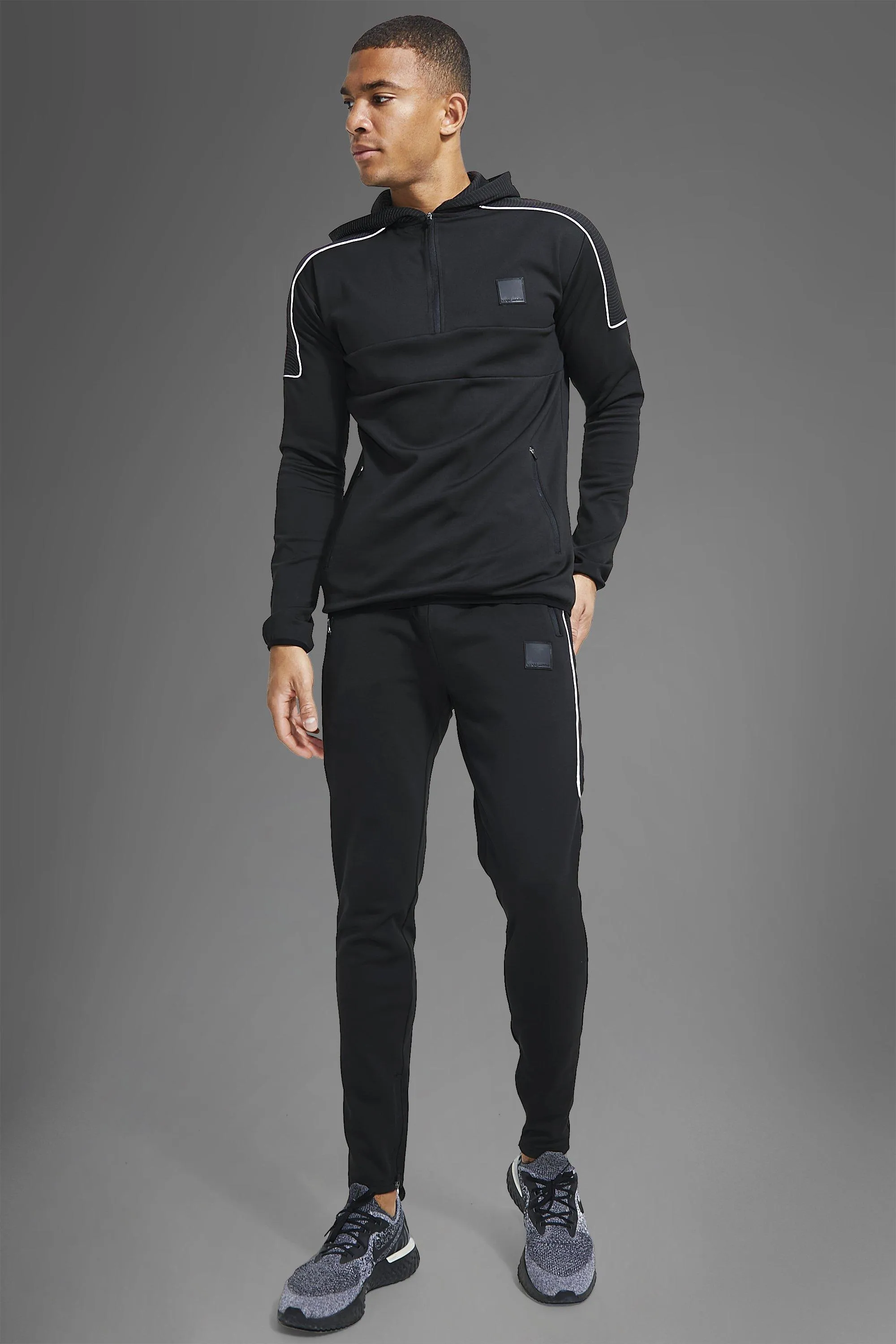 Man Active Gym Tech Hooded Tracksuit | boohooMAN UK