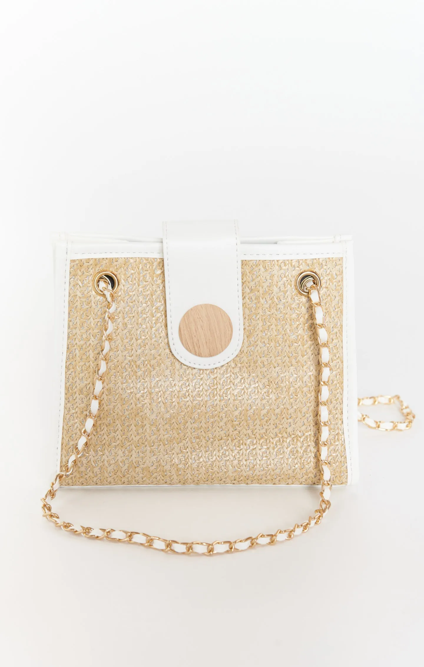 Maree Straw Bag ~ Natural/White