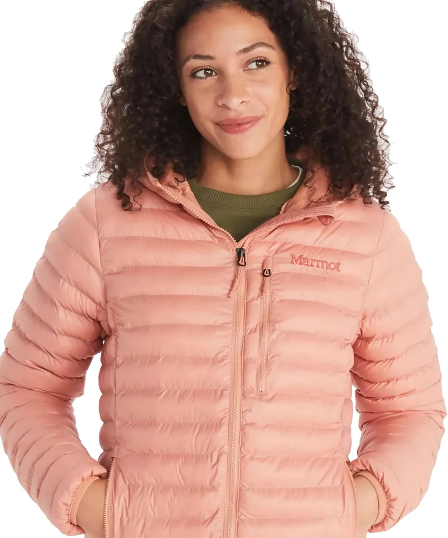 Marmot Women’s Echo Featherless Long Jacket – Rose Gold Shiny