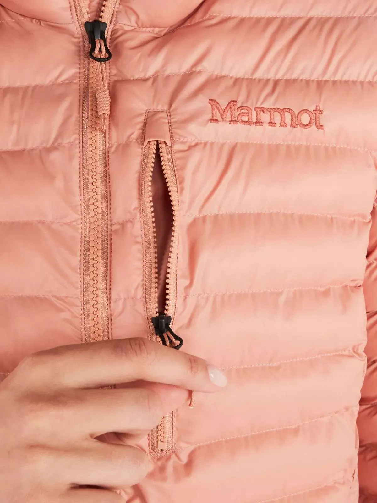 Marmot Women’s Echo Featherless Long Jacket – Rose Gold Shiny