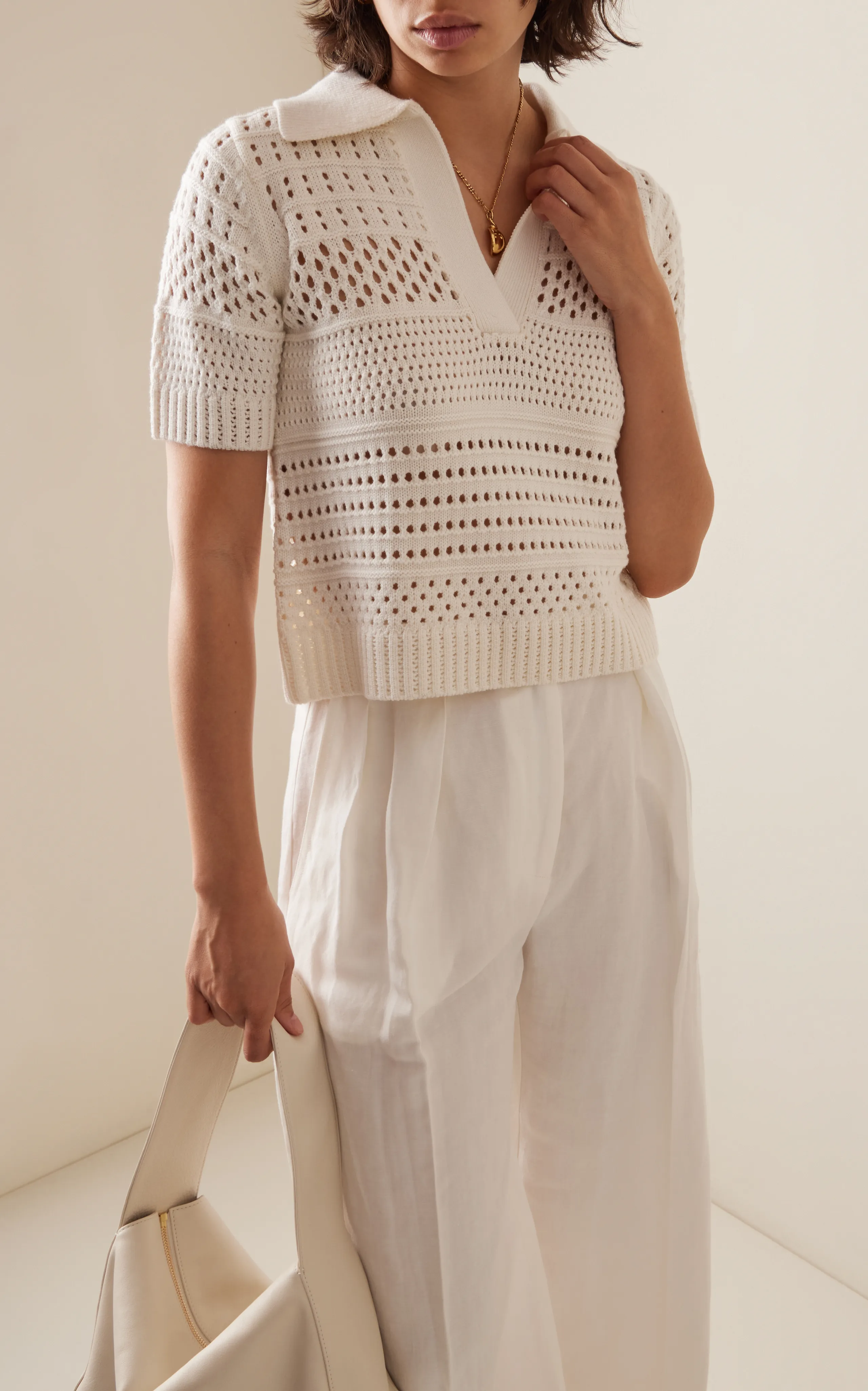 Matthew Bruch Knit-Mesh Polo Shirt