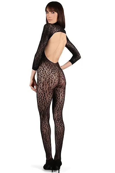 MeMoi LoveMoi Wild Leopard Turtleneck Long Sleeve Seamless Body Stocking