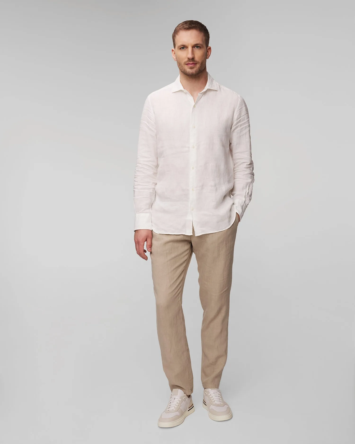 Men's beige linen trousers Hugo Boss C-Genius 50514103-255
