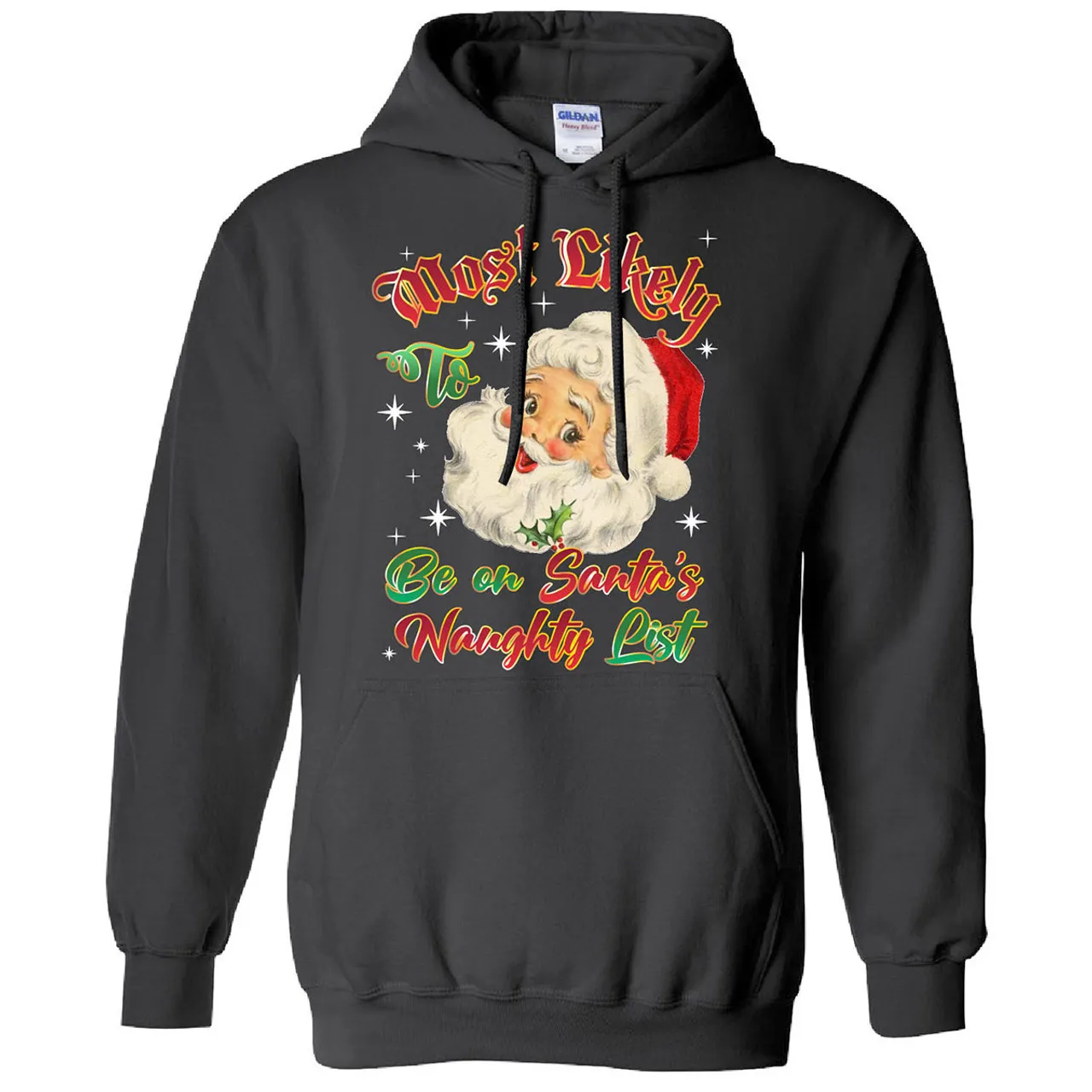 Men's Christmas-Themed Pullover Hoodie with Dual Kangaroo Pocket