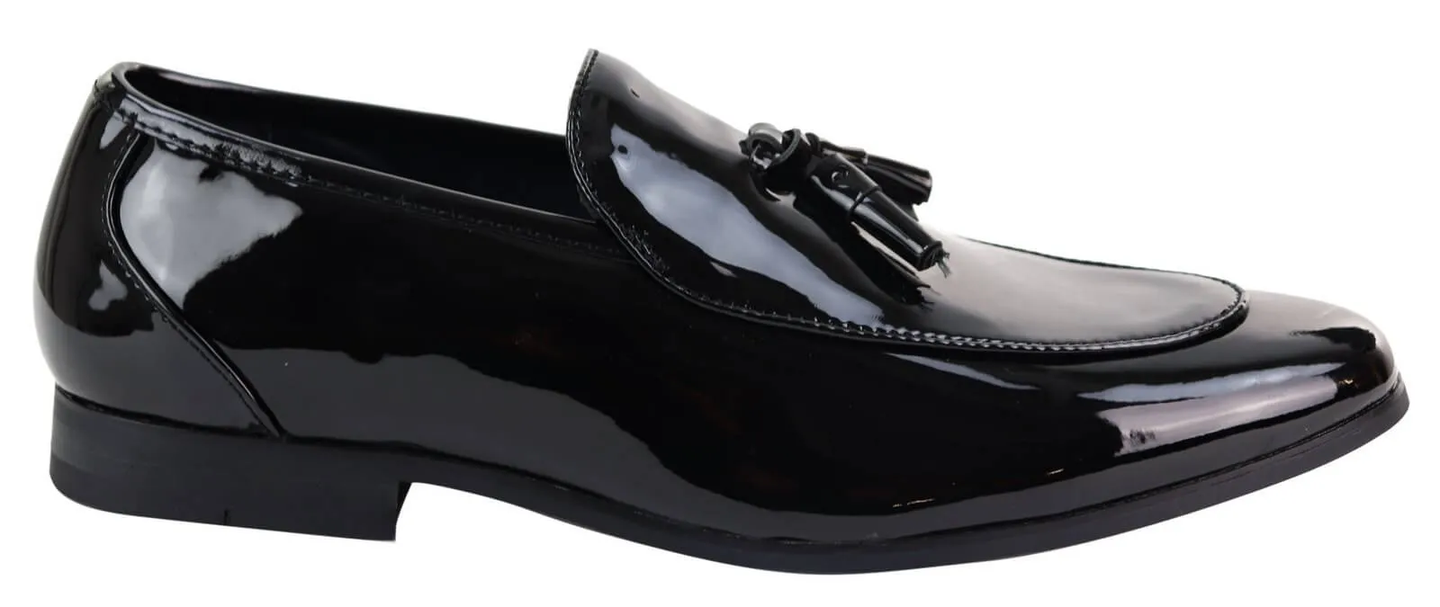 Mens Black Patent Shoes with Tassel