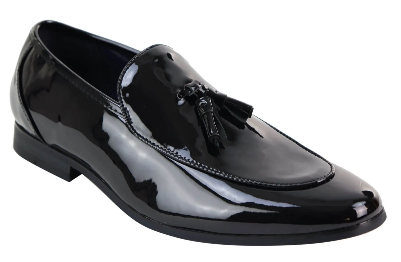 Mens Black Patent Shoes with Tassel