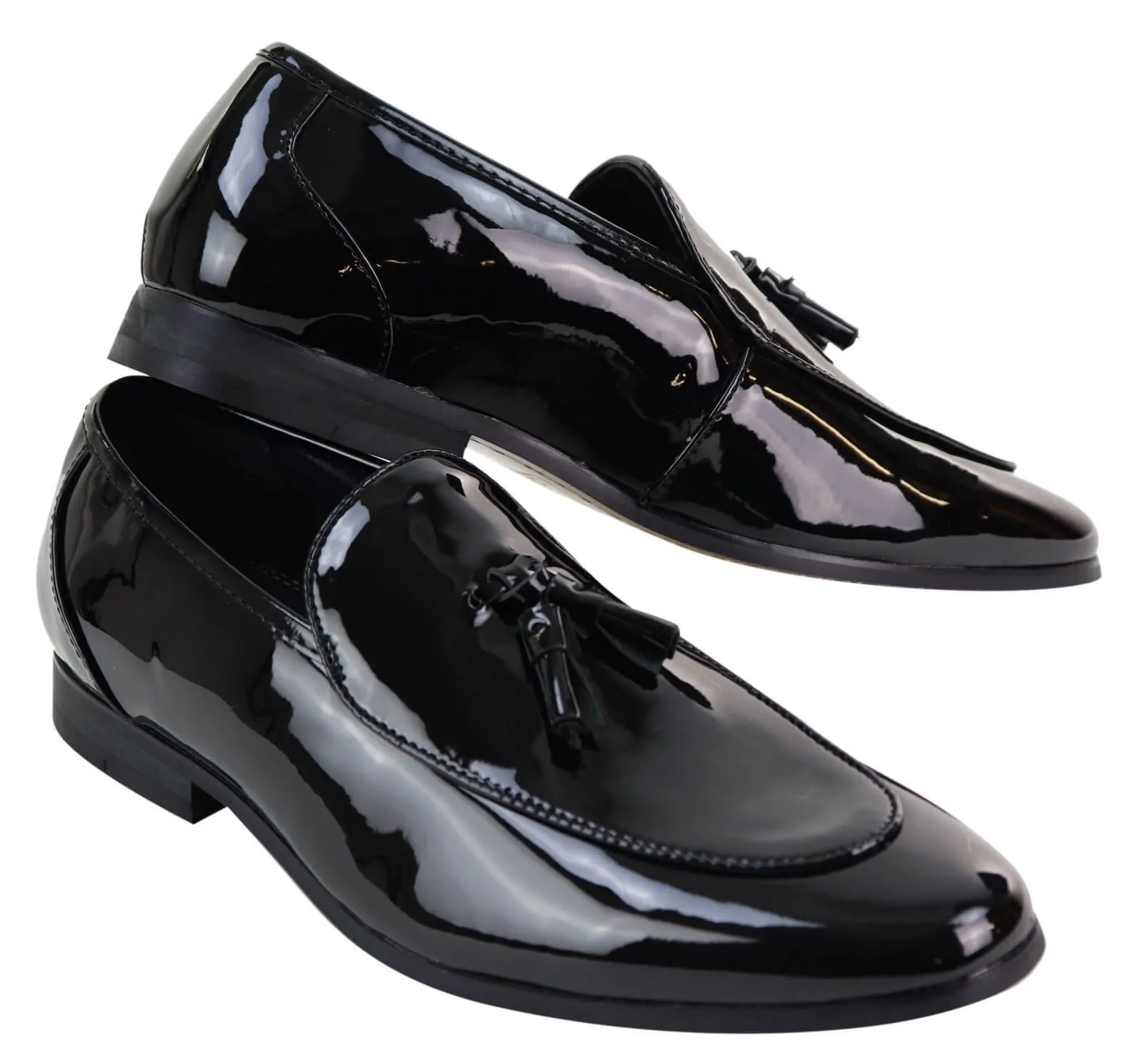 Mens Black Patent Shoes with Tassel