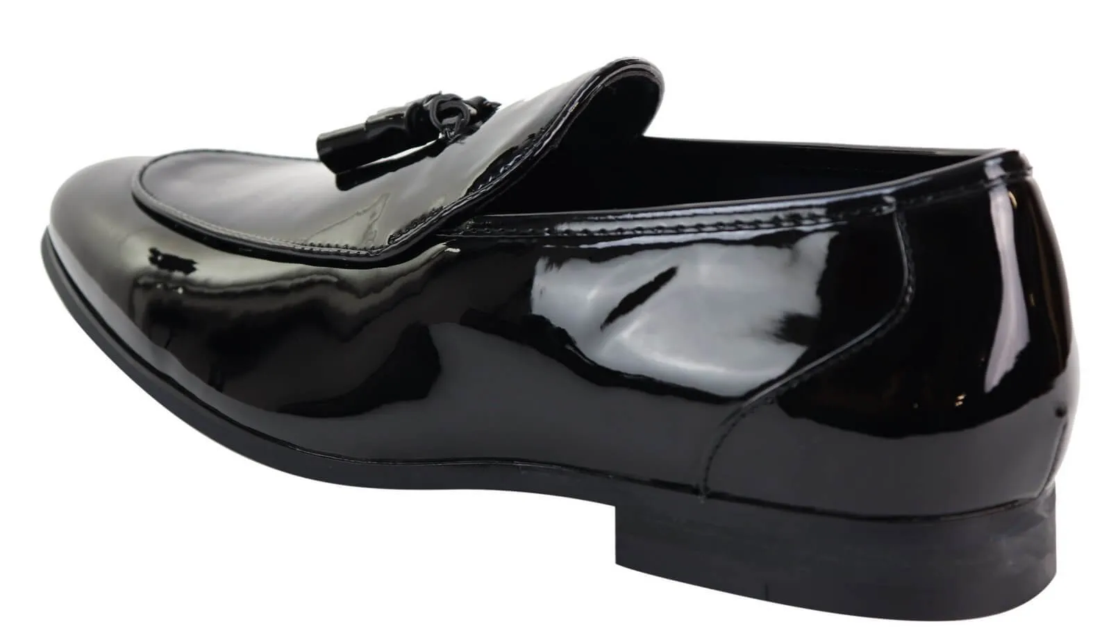 Mens Black Patent Shoes with Tassel