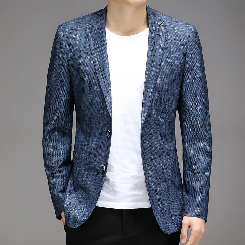 Men's Spring and Summer Casual Serpentine Jacquard Breathable Blazer