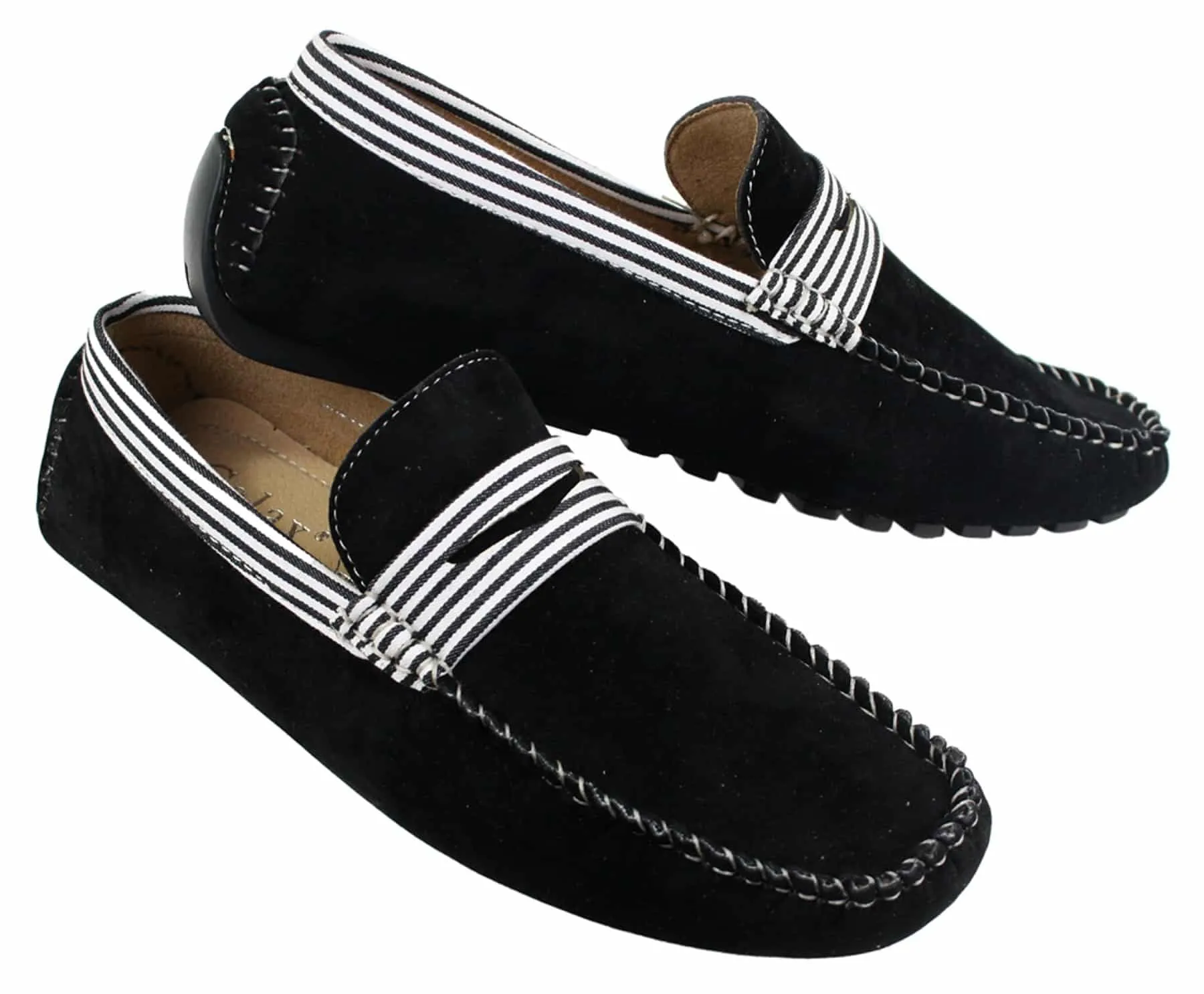 Mens Suede Deck Boat Shoes Stripe Slip On Summer Smart Casual Italian