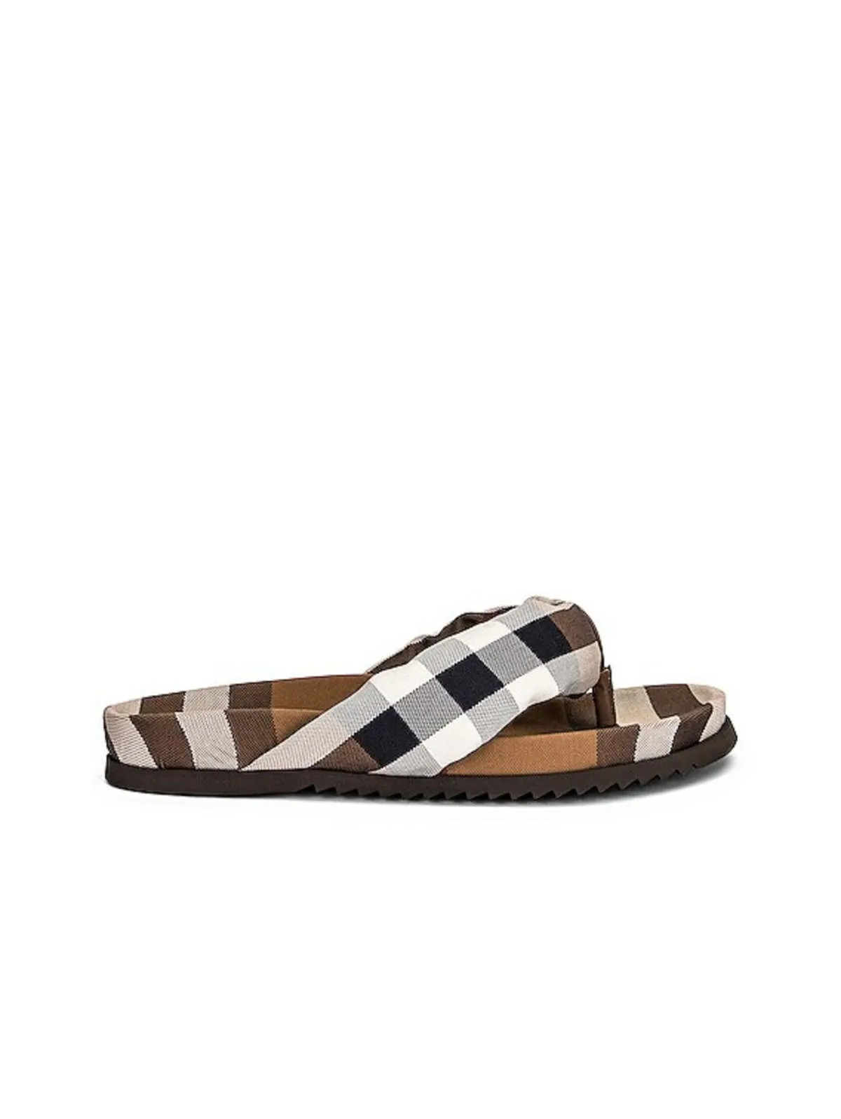 Men's Duncannon Beige Check Sandals Flip Flops - Khaki