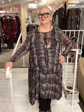 MESH DRESS/TUNIC - MULTI BLACK